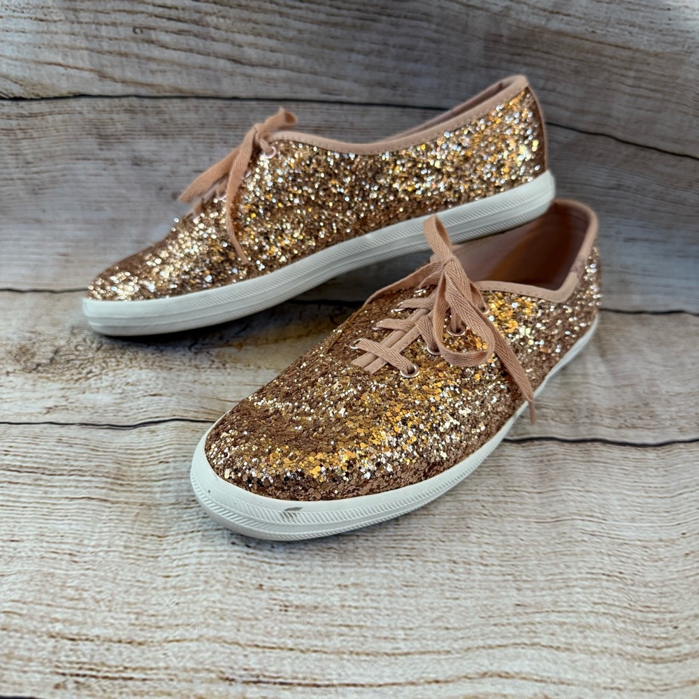 Keds Champion Rose Gold Pink Glitter Celebrations Lace Up Shoes Size 7.5